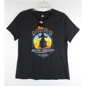 Harley Davidson Shirt Women's Size XL Black Short Sleeve Chicago IL Wrigleyville